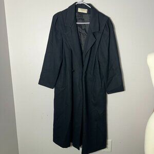 Vintage J Hilary Black Wool Coat Jacket USA Large L